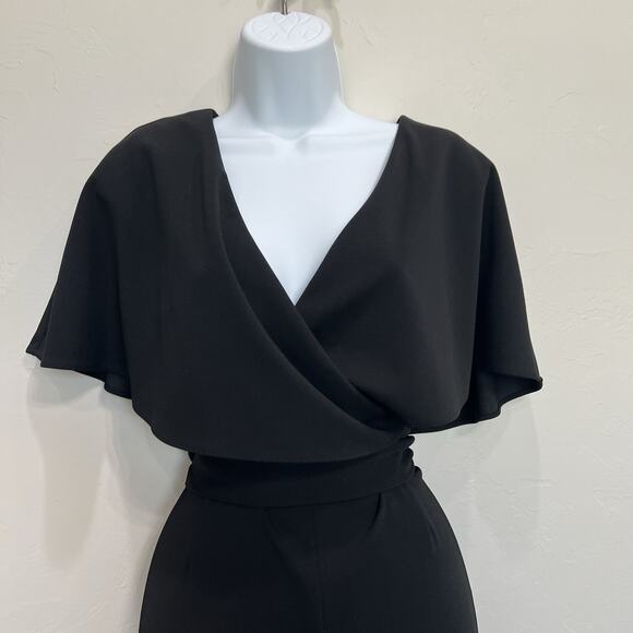Alex Marie Sz 14 Capelet Cape V-Neck Jumpsuit Black Wide Leg Formal Mother Bride - Picture 5 of 13